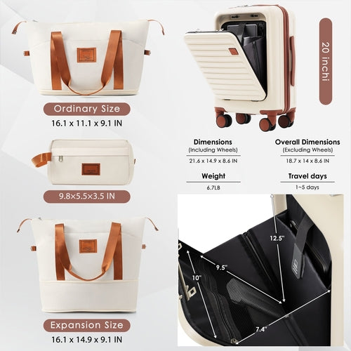 Ensemble de bagages 4 pièces avec ports de chargement USB - Bagage à main de 20 po