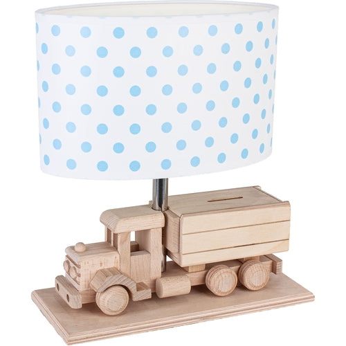 Lampe de Table Enfant Camion Bleu à Pois LED Veilleuse