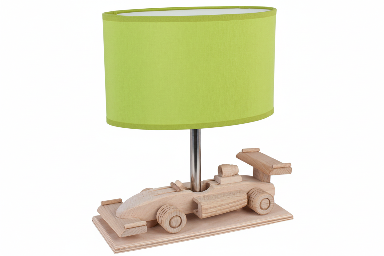 Lampe de Table Enfant Voiture de Course Verte LED Veilleuse