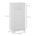 Meuble de salle de bain avec panier à linge, meuble de rangement avec tiroir - 40L x 38l x 90,5H cm - blanc