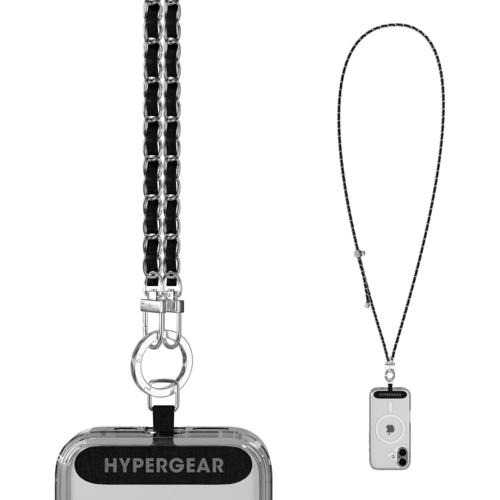 Chaîne Argentée avec Cuir Végan Noir HyperGear