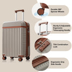 3-Piece Luggage Set, 20-Inch with USB Port, Front Opening Airline Design