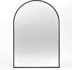 Miroir de salle de bain arqué encadré en métal noir de 60.94x91.44 cm pour mur.