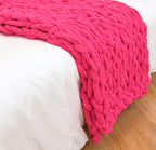 Plaid Chenille Tricoté Main en Grosse Maille - Couverture Douce et Luxueuse