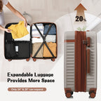 3-Piece Luggage Set, 20-Inch with USB Port, Front Opening Airline Design