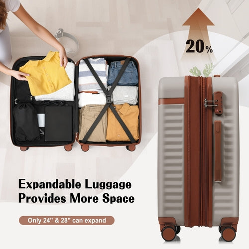 Ensemble de bagages de 3, 20 pouces avec port USB, conception d’ouverture avant Airline
