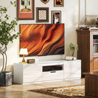 Meuble TV 160 cm, meuble télé pour téléviseur jusqu'à 65 pouces avec 2 portes et tiroir, blanc