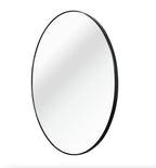 Miroir de salle de bain rond encadré en métal noir de 99cm pour mur.