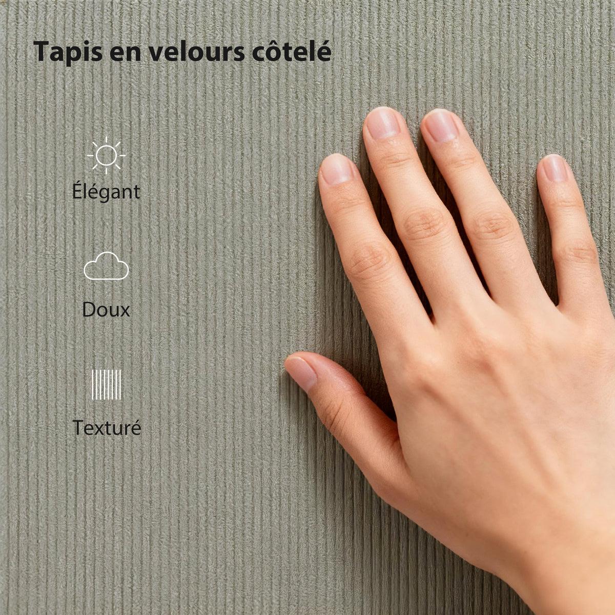 Cadre de lit 160 x 200 cm avec sommier à lattes en bois, lit double rembourré en velours côtelé, gris