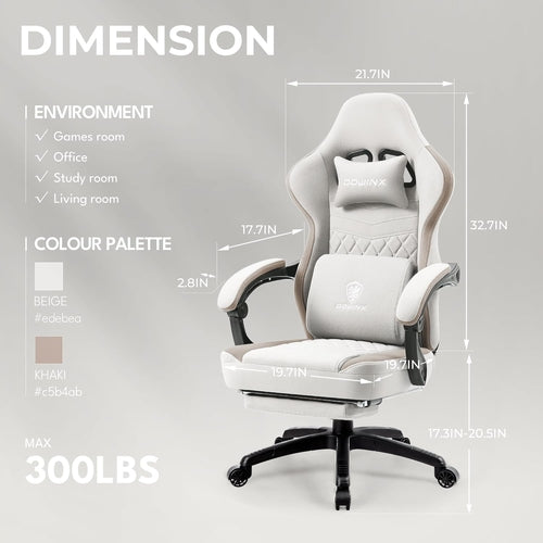 Chaise Gaming Tissu Respirant avec Ressorts Ensachés - Fauteuil Gamer Confort Premium