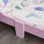 Lit Enfant 140 x 70 cm - lit d'enfant Design Princesse Motif château - sommier à Lattes Inclus - MDF Contre-plaqué Rose