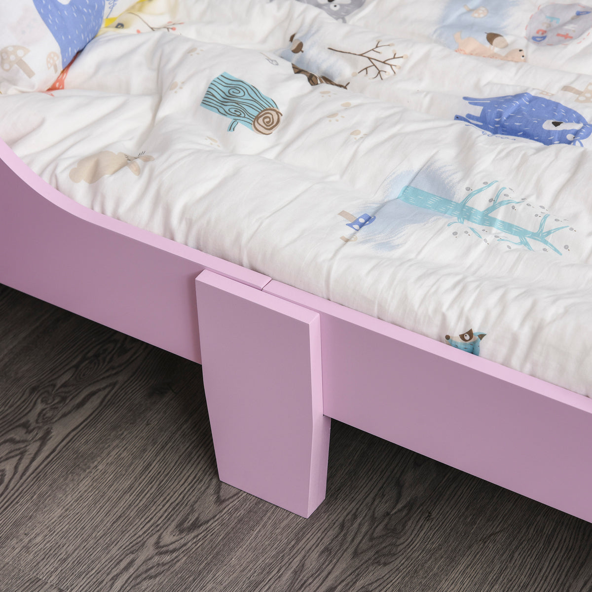 Lit Enfant 140 x 70 cm - lit d'enfant Design Princesse Motif château - sommier à Lattes Inclus - MDF Contre-plaqué Rose