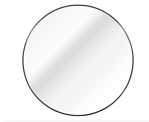 Miroir de salle de bain rond encadré en métal noir de 99cm pour mur.