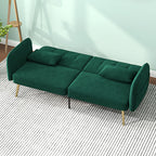 Canapé convertible 2 places canapé-lit canapé clic-clac en tissu velours avec dossier réglable, vert foncé