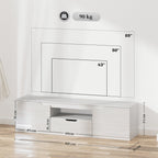 Meuble TV 160 cm, meuble télé pour téléviseur jusqu'à 65 pouces avec 2 portes et tiroir, blanc