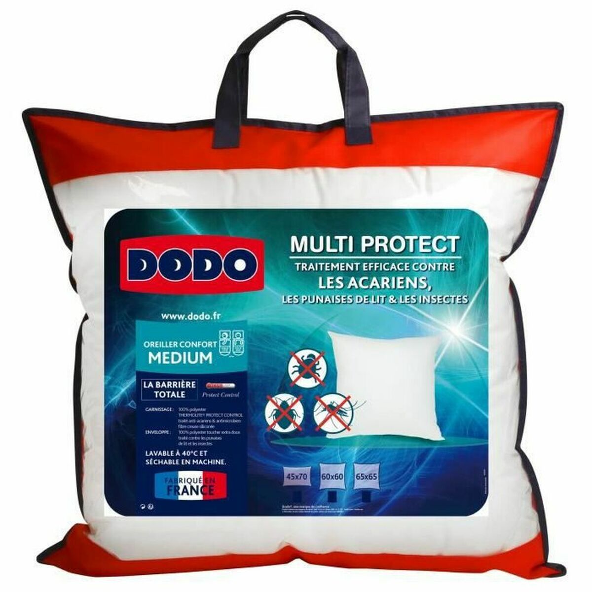 Oreiller DODO Multiprotect – Anti-acariens & Antibactérien | 65 x 65 cm