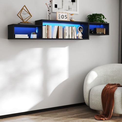 Meuble TV flottant mural de 166cm  LED 20 couleurs et charge