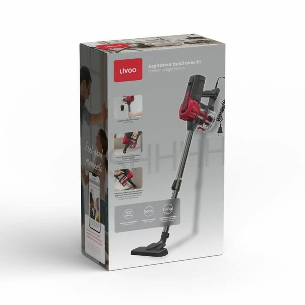 Aspirateur Balai Livoo DOH142 – 600W, Aspiration Cyclonique 12 kPa, Réservoir 0,55L