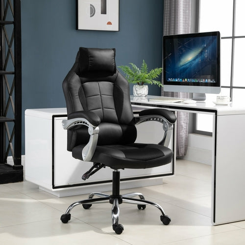 Chaise Bureau Ergonomique HOMCOM Executive PU - Fauteuil Pivotant Inclinable