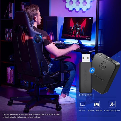 Chaise Gaming avec Repose-Pieds et Haut-Parleurs Bluetooth - Fauteuil Gamer Musical