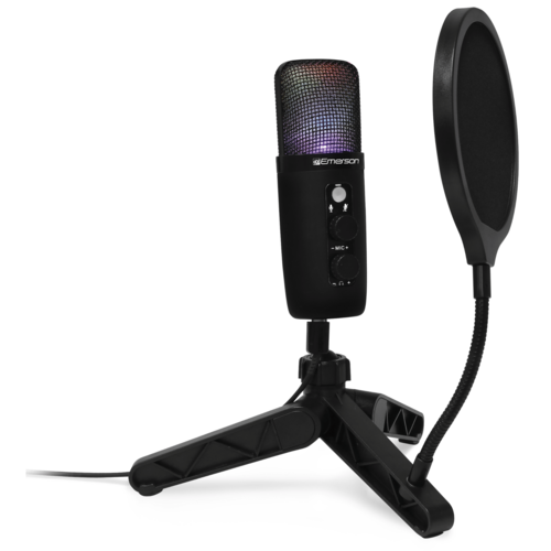 Microphone USB Gaming Emerson EAM-9052 avec LED RGB - Condensateur Professionnel pour Streaming