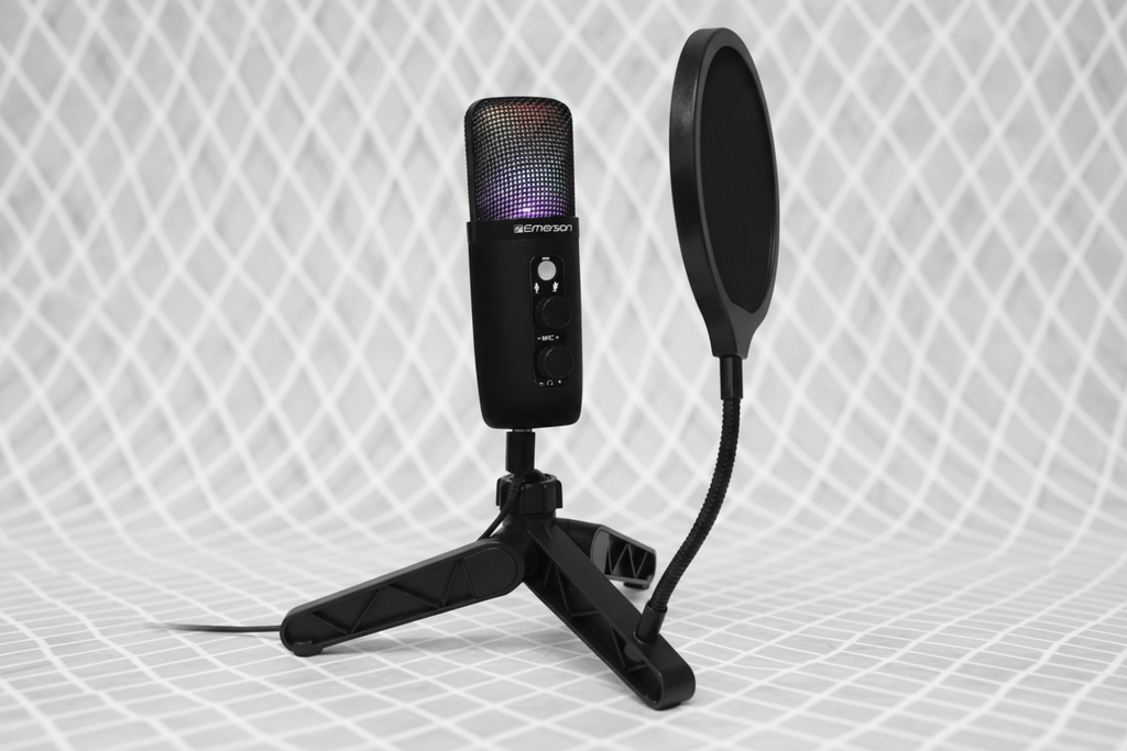 Microphone USB Gaming Emerson EAM-9052 avec LED RGB - Condensateur Professionnel pour Streaming