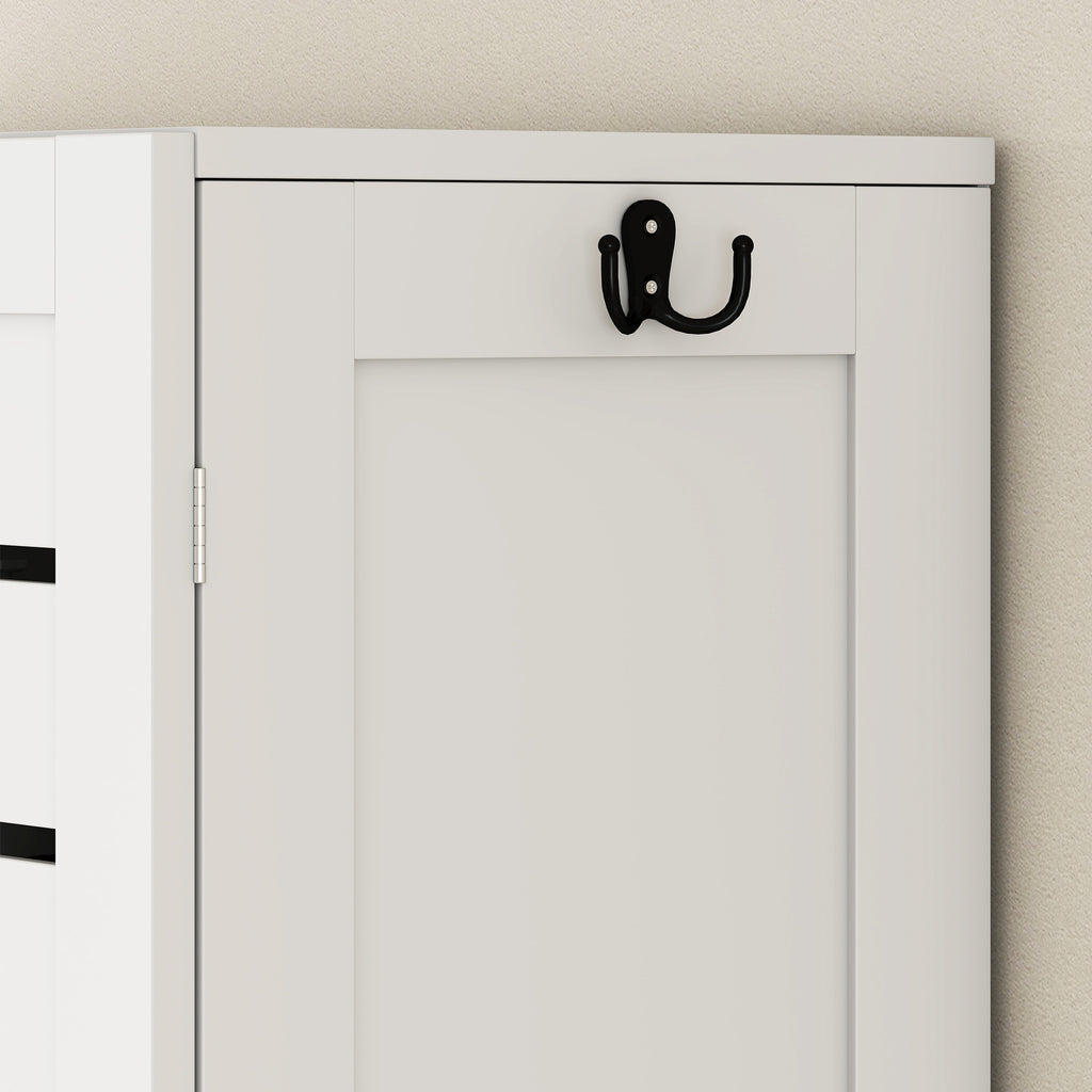 Meuble WC dessus de toilette/machine à laver avec placard à porte double, portes à persiennes, 67x31,5x190cm, blanc