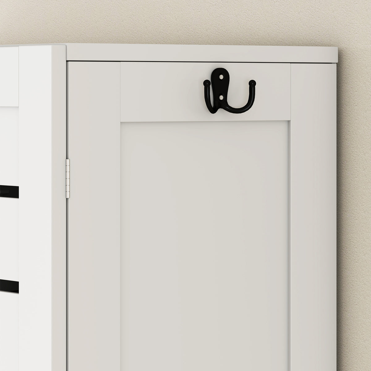 Meuble WC dessus de toilette/machine à laver avec placard à porte double, portes à persiennes, 67x31,5x190cm, blanc