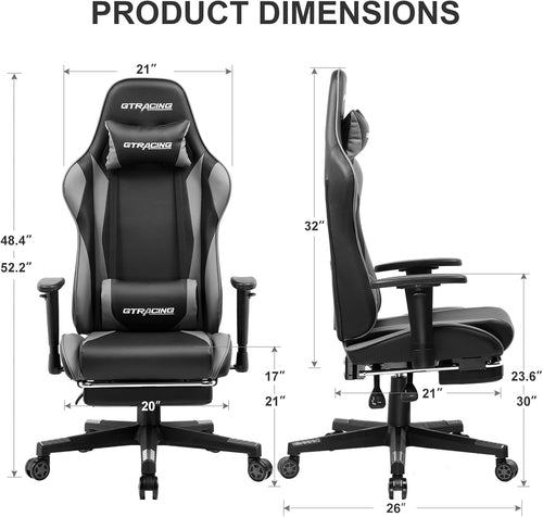 Chaise Gaming avec Repose-Pieds Ergonomique - Fauteuil Gamer Bureau Confort