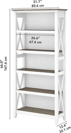 Bush Furniture Key West 66 Inch Bookcase Shiplap Gray White