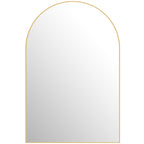 Miroir mural arqué miroir de salle de bain avec cadre en alliage d'aluminium pour chambre salon entrée 60 × 90 cm or