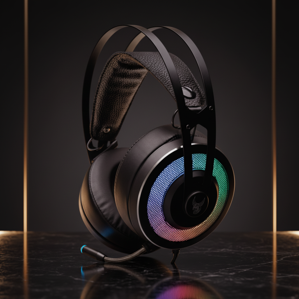 Casque Gaming L33T Gaming NEBULIR RGB – Over-Ear Aluminium, Micro Anti-Bruit & LED | Noir