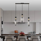 Suspension 3 Lumières Noir & Doré - Lustre Moderne Hauteur Ajustable
