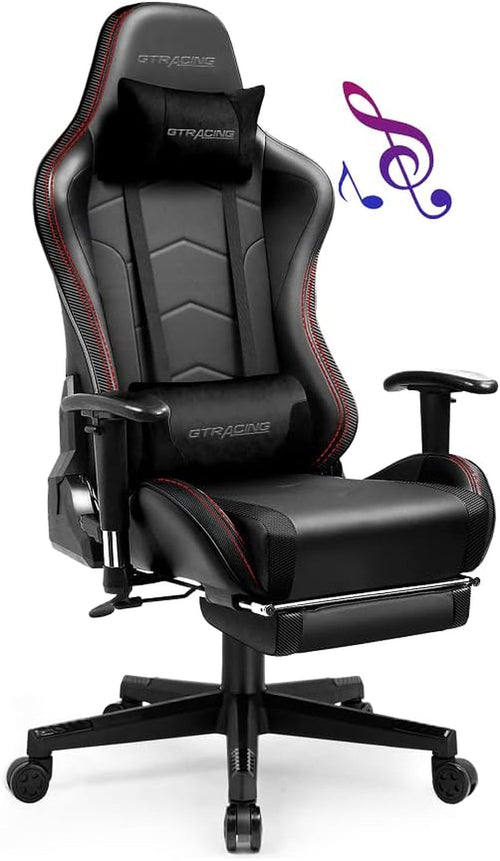 Chaise Gaming avec Repose-Pieds et Haut-Parleurs Bluetooth - Fauteuil Gamer Musical