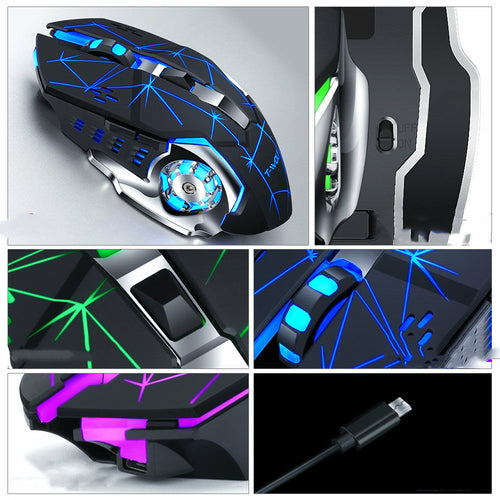 Souris Gaming Sans Fil 2.4G - 2400 DPI Rechargeable avec Éclairage LED