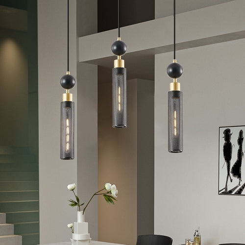 Suspension 3 Lumières Noir & Doré - Lustre Moderne Hauteur Ajustable