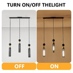 Suspension 3 Lumières Noir & Doré - Lustre Moderne Hauteur Ajustable