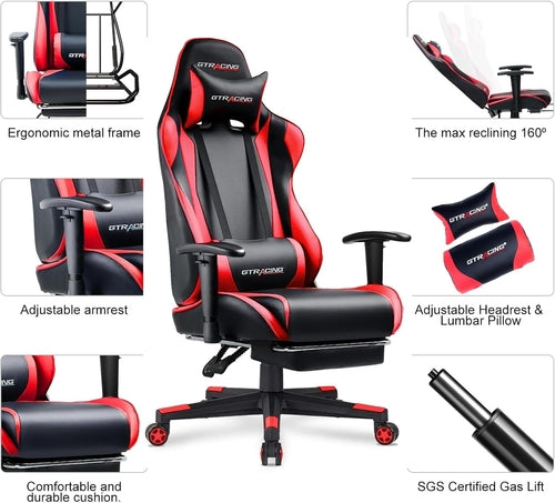 Chaise Gaming Ergonomique avec Repose-Pieds - Fauteuil Gamer Bureau Confort