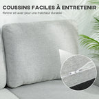 Canapé d'angle convertible réversible, canapé-lit 3 places, méridienne, coffre de rangement, 197lx129x 85cm, gris clair