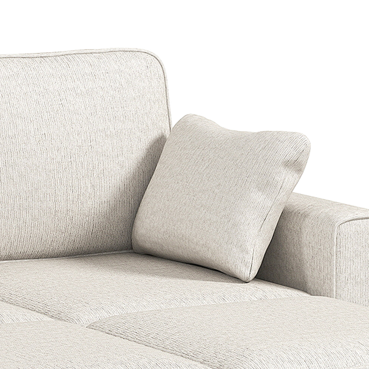 Canapé d'Angle Convertible en Chenille, Canapé-Lit 3 Places Modulaire 225 cm avec Pouf de Rangement, Beige