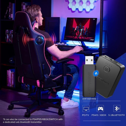 Chaise Gaming avec Repose-Pieds et Haut-Parleurs Bluetooth - Fauteuil Gamer Musical