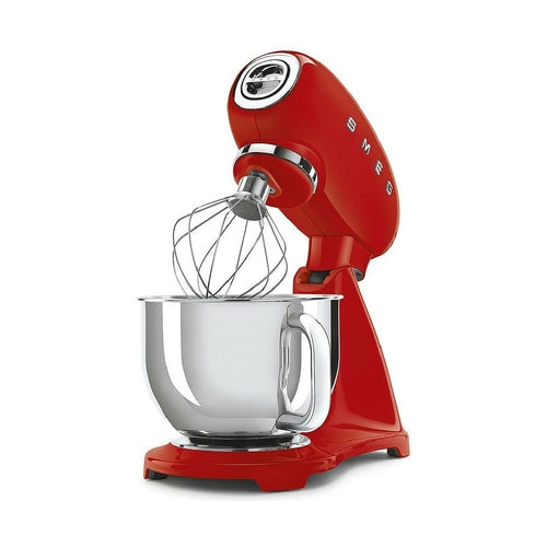 Robot Pâtissier Smeg SMF03RDEU Rouge Rétro 800W - Batteur sur Socle 4,8L Design Années 50
