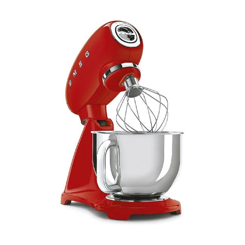 Robot Pâtissier Smeg SMF03RDEU Rouge Rétro 800W - Batteur sur Socle 4,8L Design Années 50