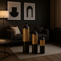 Vase de luxe en métal noir Ensemble de 3 grands vases de décoration intérieure émaillés