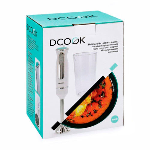 Mixeur Plongeant Dcook 600W Blanc - Blender à Main en Acier Inoxydable avec Bol 0,6L