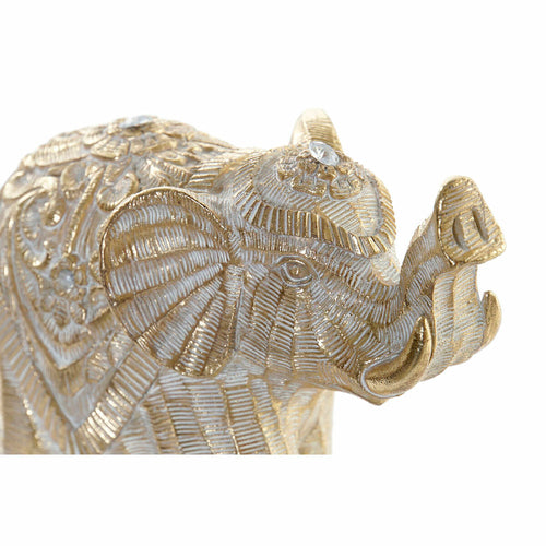 Figurine Éléphant Doré Style Colonial - Résine Finition Vieillie 15cm