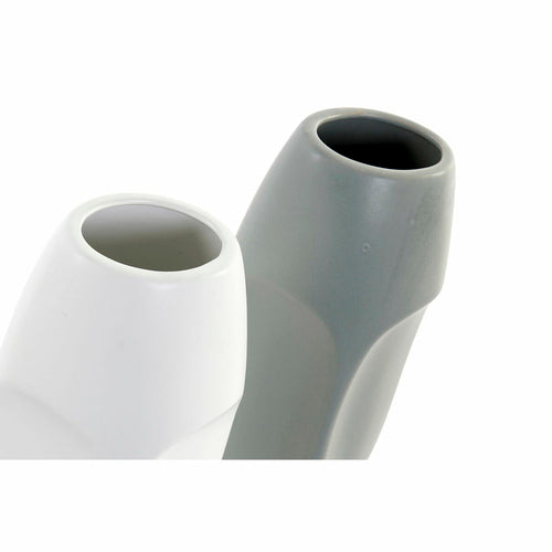 Vases Céramique Visage Blanc & Gris - Lot de 2 Pièces 26,8cm