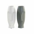 Vases Céramique Visage Blanc & Gris - Lot de 2 Pièces 26,8cm