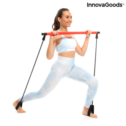 Barre de fitness avec bandes de résistance et guide d’exercices Resibar