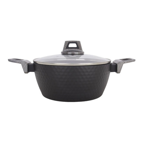Casserole avec Couvercle Amercook 24 cm - Aluminium Noir Antiadhésif